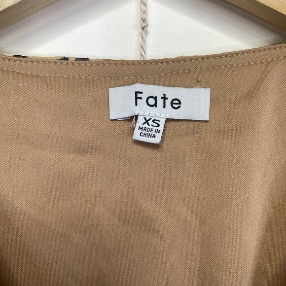 FATE Animal Print Tiered Ruffle Dress Taupe Leopard Chiffon Fall Neutral Size XS - Picture 4 of 10